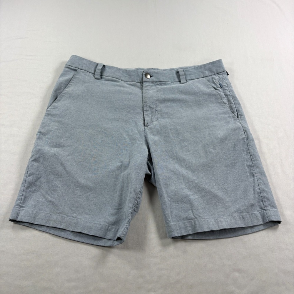 Lululemon Commission Shorts Mens 34 Blue Chino Qwick Oxford Stretch Tech Preppy